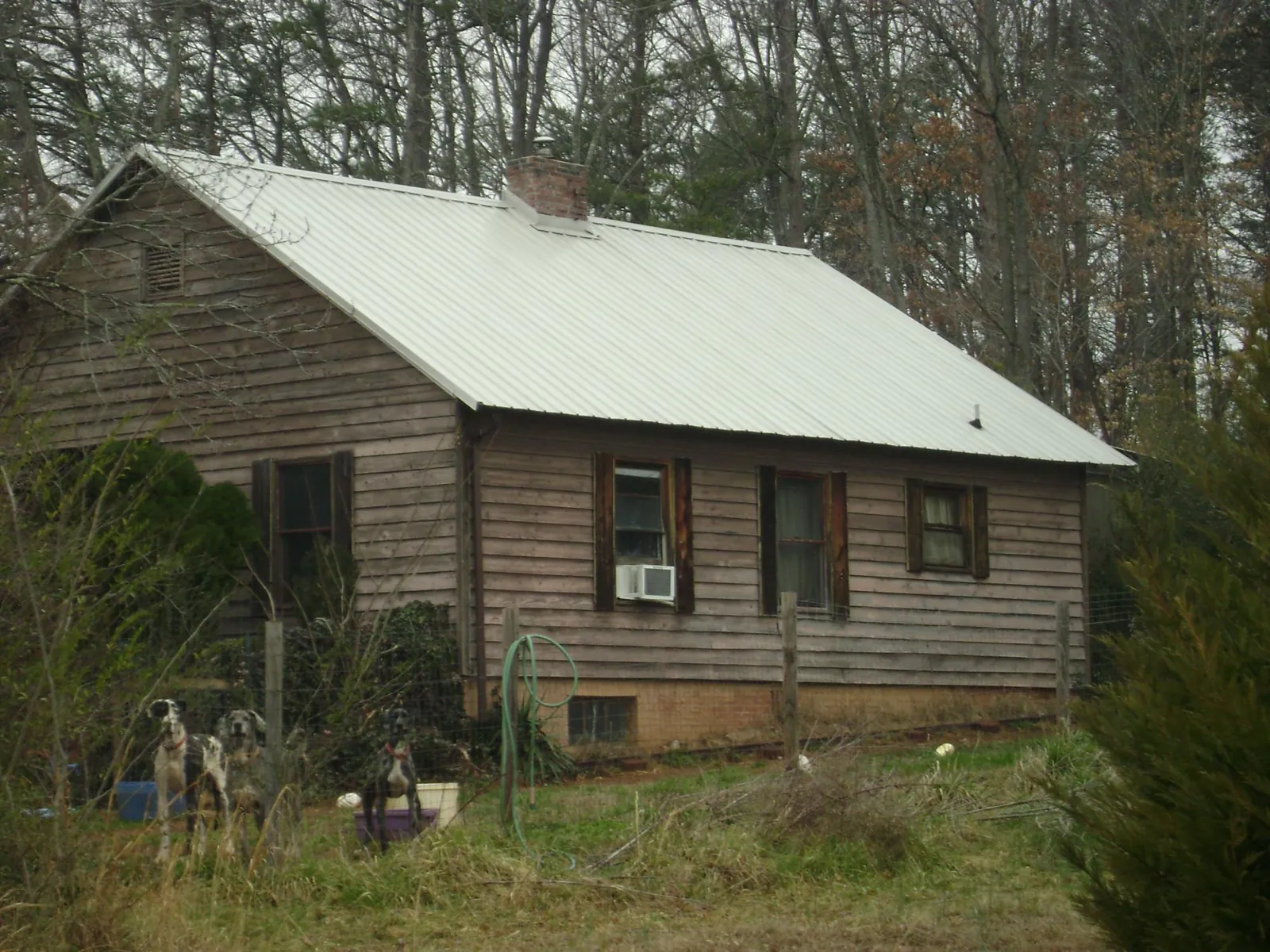White metal roof on an old wood sided farmhouse, from a Metal Roof Installation job in Toutle